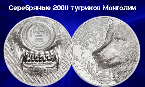 Novaya Pamyatnaya Platinovaya Moneta Mongolii 2021 goda 25000 tugrikov Volk