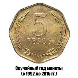 Чили 5 песо 1992-2015 гг., фото 