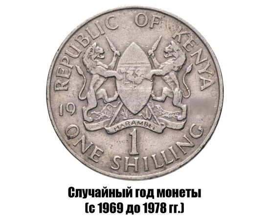 кения 1 шиллинг 1969-1978 гг., фото 